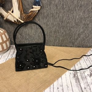 5/$25NWOT Black Satin Formal Handbag with Beadwork